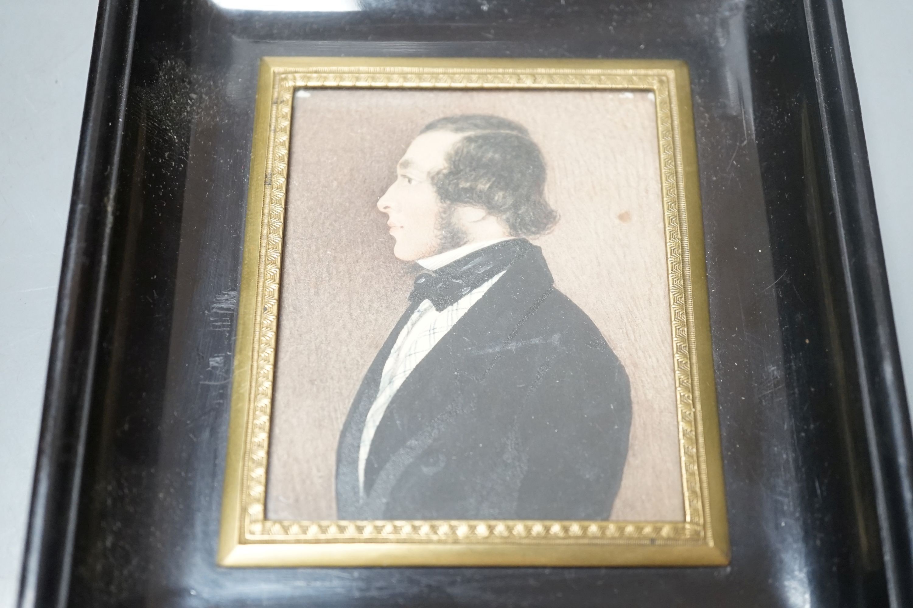 A 19th century English school portrait miniature of a gentleman, 8x7cm